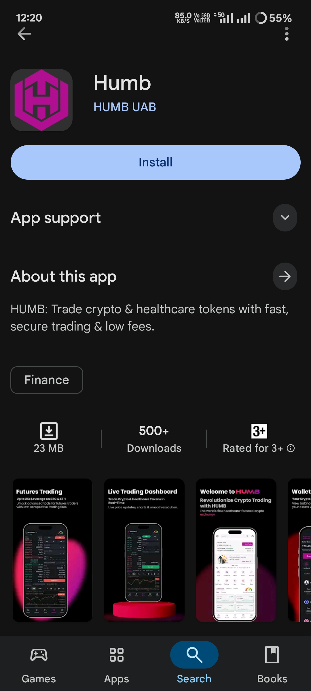 Download the HUMB crypto trading app